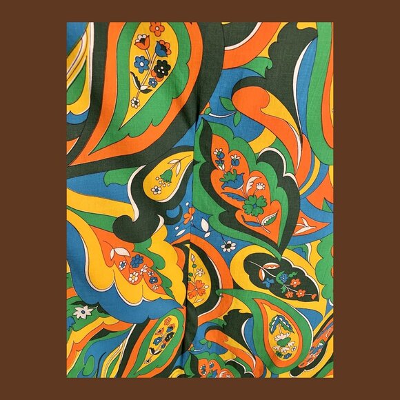 Vintage 60s 70s Psychedelic Caftan Flower Power, MD/LG. - Picture 5 of 7